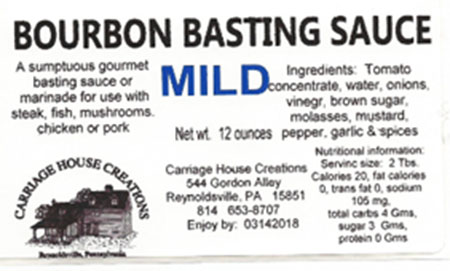 Carriage House Creations Recalls Carriage House Various Bourbon Basting Sauces and Hot Barbecue Sauce due to Undeclared Soy and Peanuts